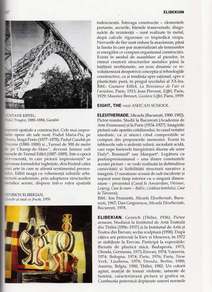 ELEUTHERIADE MICAELA - facsimil "Dictionar de arta moderna si contemporana, Constantin Prut,Ed. Univers enciclopedic 2002