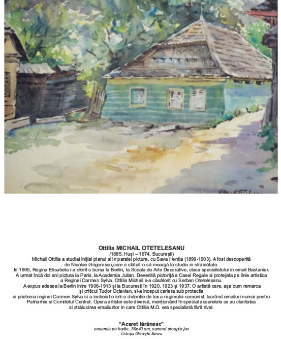 Acuarela de Ottilia Michail Otetelesanu in expozitia "Din lumea satului" MNSDG 2016 si reprodusa in Albumul expozitiei