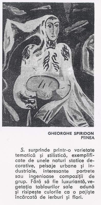 Gheorghe SPIRIDON - facsimil din Octavian Barbosa - Dictionarul artistilor plastici contemporani - Ed.Meridiane, 1976, pag.444