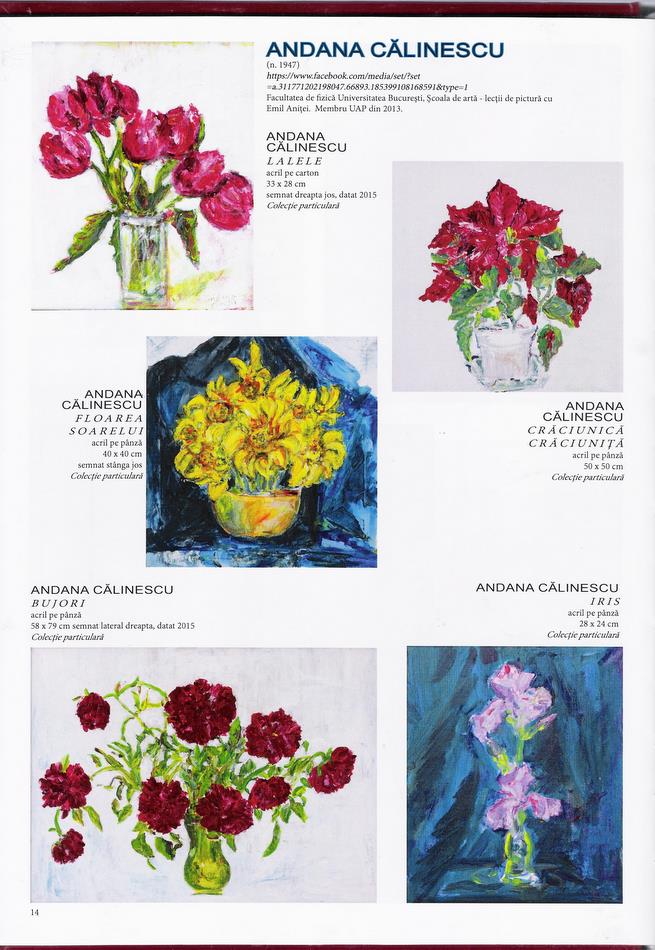 Tablouri de ANDANA CALINESCU reproduse in Albumul - Catalog Buchetul de flori din pictura romaneasca de la M.N. Cotroceni 2015