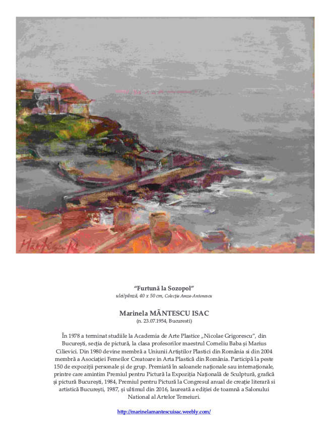 Marinela MANTESCU ISAC in Albumul expozitiei „MARINA in pictura românească cu tablouri din colectii particulare” 2016