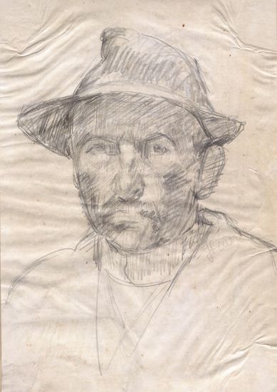 Josef Franz STEURER - "Cap de bărbat cu pălărie"