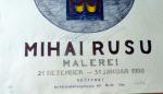 Afisul expozitiei personale Mihai RUSU de la Karlsruhe 1989, desenat, colorat, semnat de autor ex 11/20 detaliu