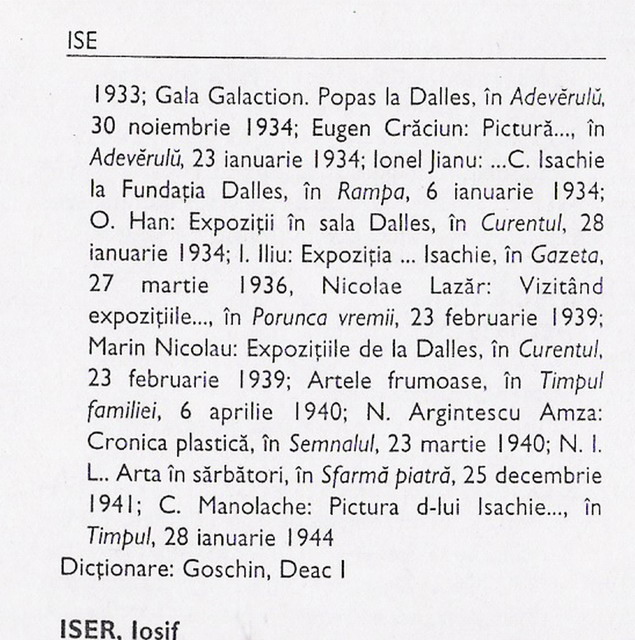 ISACHIE POPESCU CONSTANTIN - facsimil din Expozanti la Saloanele Oficiale de pictura, sculptura, grafica 1924-1944 pag.60