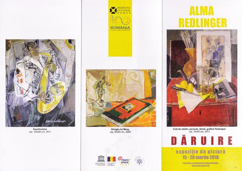 Alma REDLINGER - Pliant expozitie "Daruire" la ICR 2018