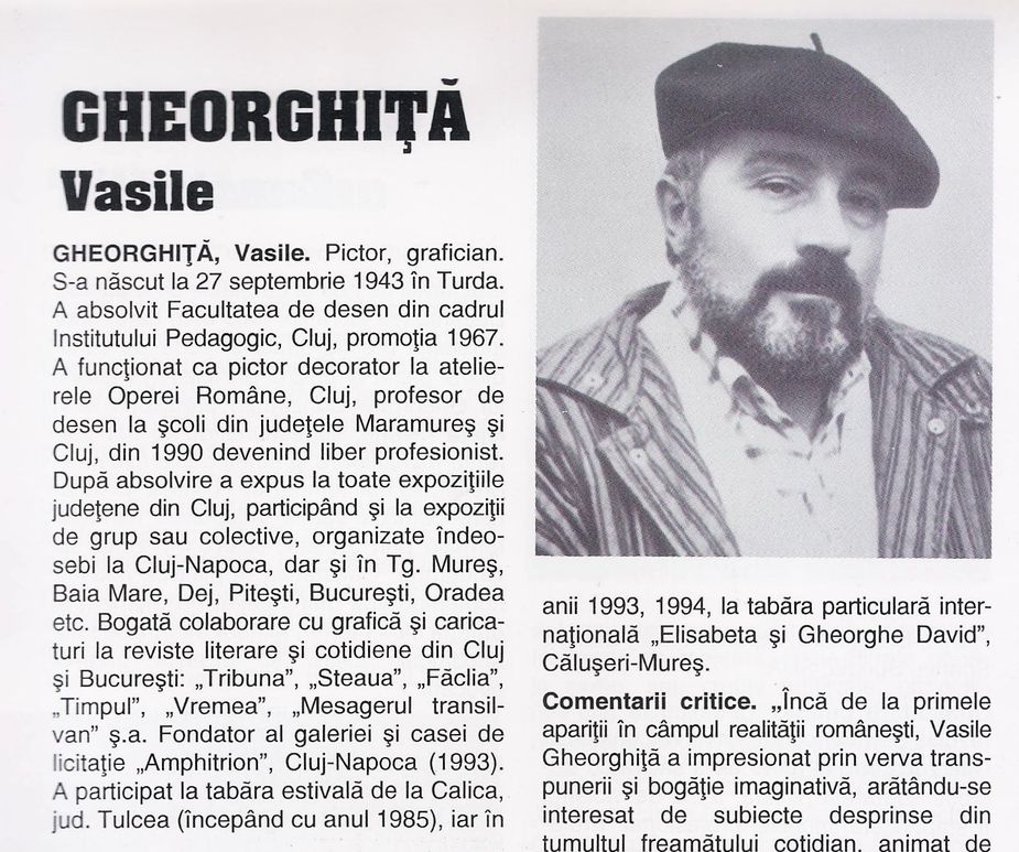 Vasile GHEORGHITA - CV in Enciclopedia artistilor romani contemporani vol I, Editura ARC 2000, Bucuresti, 1996 
