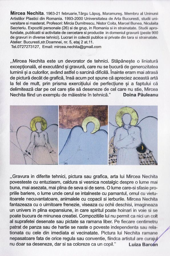 Mircea Nechita in pliantul expozitiei "Reverberatii" de la Galeria "Luceafarul" sector 2 Buc. 2018