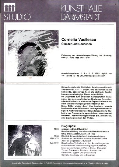Corneliu VASILESCU Catalog expozitie Darmstadt 1985