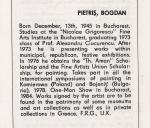 Bogdan PIETRIS in PICTORI ROMANI CONTEMPORANI de UAP din RSR, Ed. Artis, 1989 pag. 224