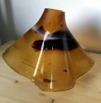 Corp de iluminat Pendul tip fusta K03 sticla bruna cu incluziuni suflata manual, fasonata si matuita 22x35 cm