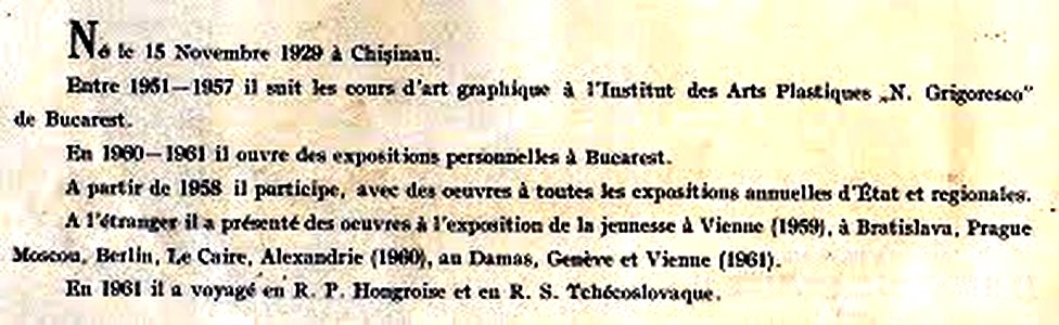 Catalogul expozitiei romanesti din Turcia 1964 - Gh. BOTAN - C.V.  