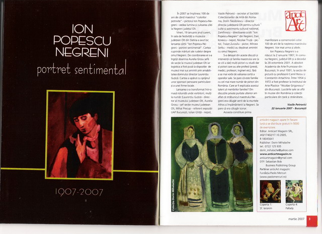 ION POPESCU NEGRENI - facsimil din revista AnticArtMagazin 2007