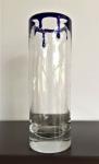 Vaza din sticla suflata in cilindru si cu aplicatii sticla albastra
