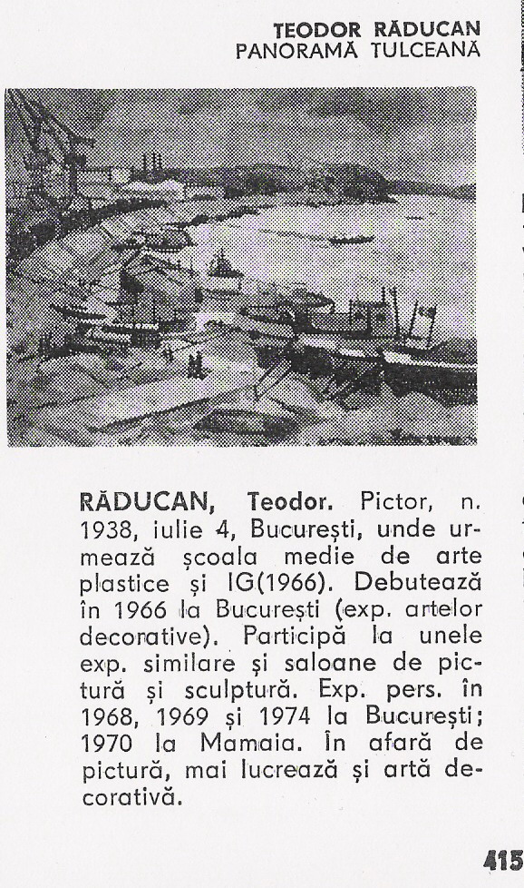 TEODOR RADUCAN - facsimil Dictionarul artistilor plastici contemporani - Octavian Barbosa - Ed.Meridiane, 1979