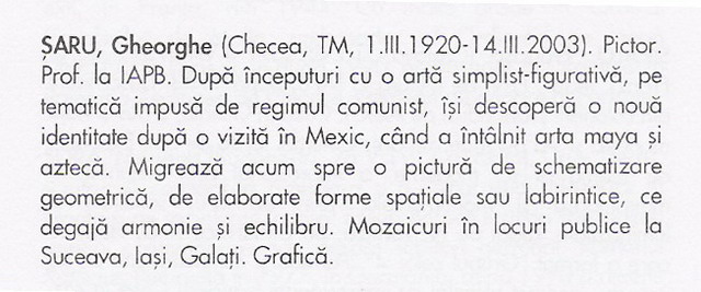SARU GHEORGHE - facsimil din "Dictionarul panoramic al personalitatilor din Romania secolul XX"