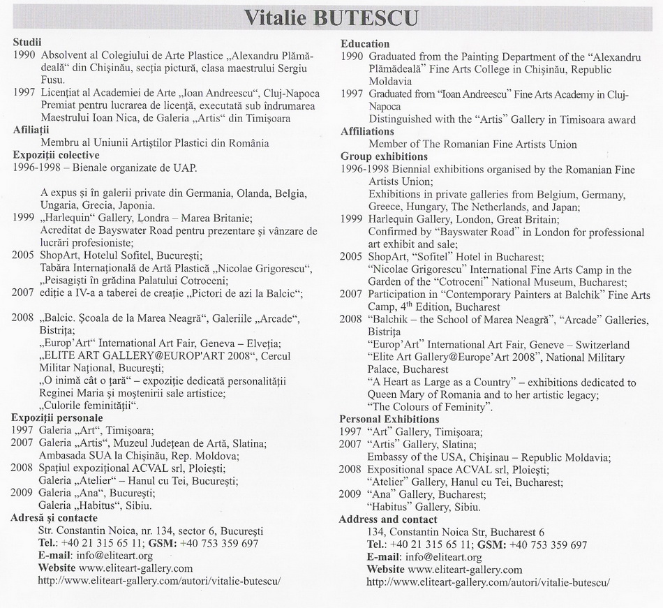 Vitalie BUTESCU in Catalogul Expozitiei de arta plastica si decorativa la Festivalul international George Enescu editia XIX 2009