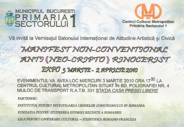Afisul - Invitatie al Expozitiei de la Centrul Cultural METROPOLITAN Primaria sector 1din 3 martie-2 aprilie 2010