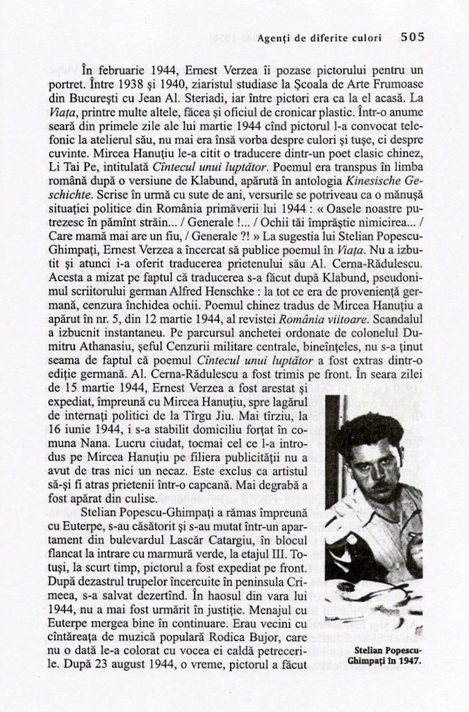 Stelian POPESCU GHIMPATI in facsimil din cartea Mihai Pelin - Deceniul prabusirilor (1940-1950 ), pag. 505
