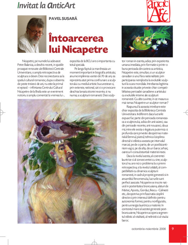 Articol de Pavel Susara in revista AnticArt oct-nov 2006 pag.9
