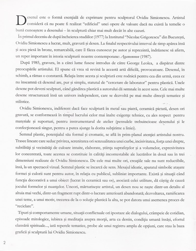 Ovidiu SIMIONESCU - Cuvant inainte de Adrian Guta in Catalog expozitie Biblioteca Academiei 2012 p.2
