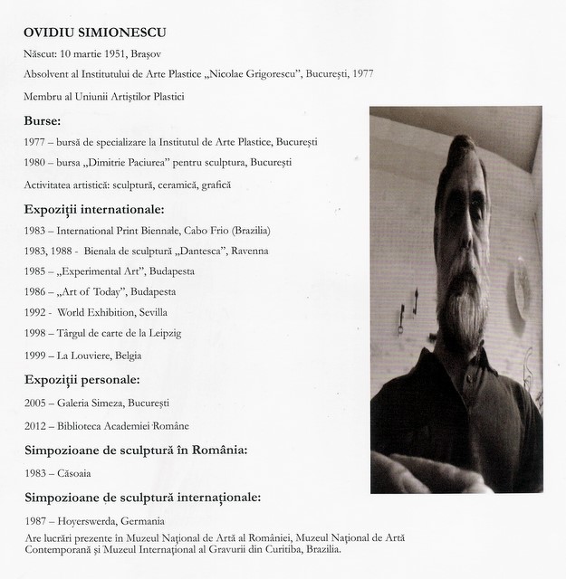 Ovidiu SIMIONESCU - CV in Catalog expozitie Biblioteca Academiei 2012