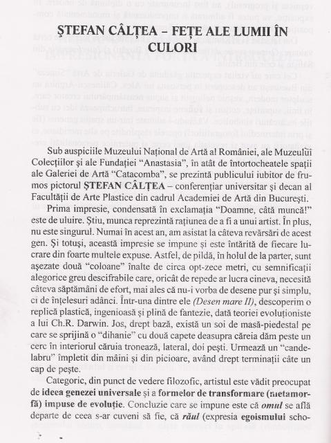 Ştefan CÂLŢIA in CRONICI SI STUDII DE ARTE PLASTICE de A. MACARIE  pag. 64