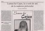 Articol "Lumea lui Cojan, la o suta de ani de la nasterea pictorului", de Ruxandra Garofeanu in Observator Cultural