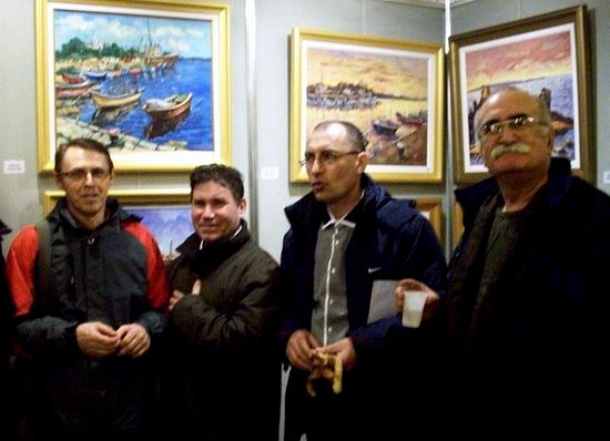 David Croitor, Petre Chirea, George Spaiuc şi Panduru Ion la Muzeul Municipiului Buc. in 6 martie 2014.