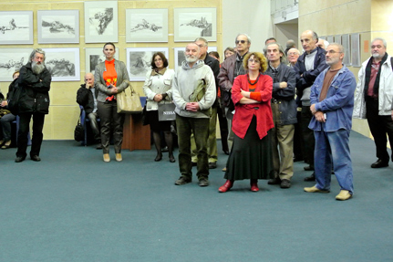 Aspect de la vernisajul expozitiei Florin BARZA de la Biblioteca Nationala a Romaniei, oct 2014