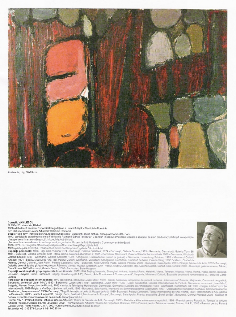 Corneliu Vasilescu in Catalogul Expozitiei  "abstract" 15 0ct 2010 Focsani Vrancea