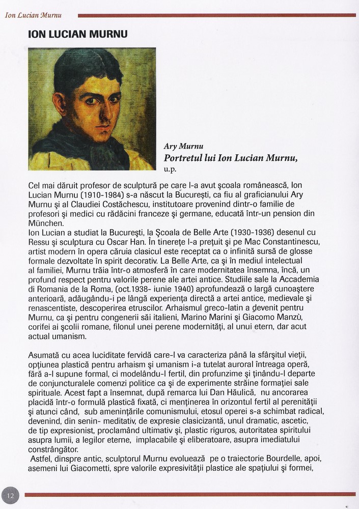 Ion Lucian MURNU - Articol de Doina Mandru in catalog expozitie Galeria Dialog, pag 12