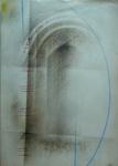 Aurel ACASANDREI - "Coloana de acoperis", creioane colorate pe carton, 50x35 cm 15-1