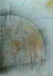 Aurel ACASANDREI - "Coloana de acoperis", creioane colorate pe carton, 46x33 cm 4