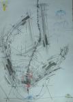 Aurel ACASANDREI - "Coloana de acoperis", tus, creion pe hartie 45x32 cm 6