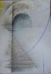 Aurel ACASANDREI - "Coloana de acoperis", creioane colorate pe carton subtire, 46x38,5 cm 3-1
