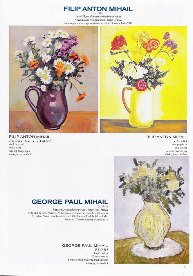 Tablou de GEORGE PAUL MIHAIL reprodus in Albumul Buchetul de flori din pictura romaneasca de la M.N. Cotroceni 2015