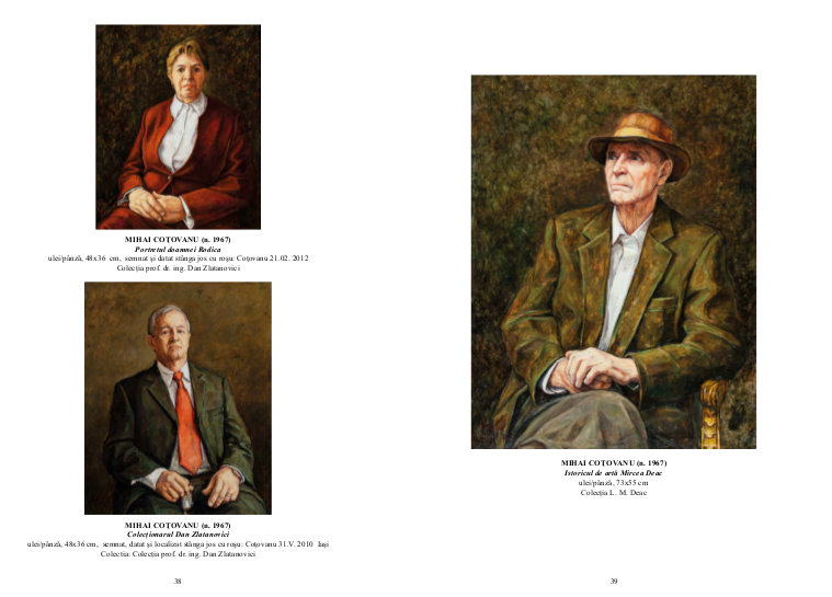 Mihai COTOVANU in albumul expozitiei "Portretul in pictura romaneasca" pag. 38 si 39