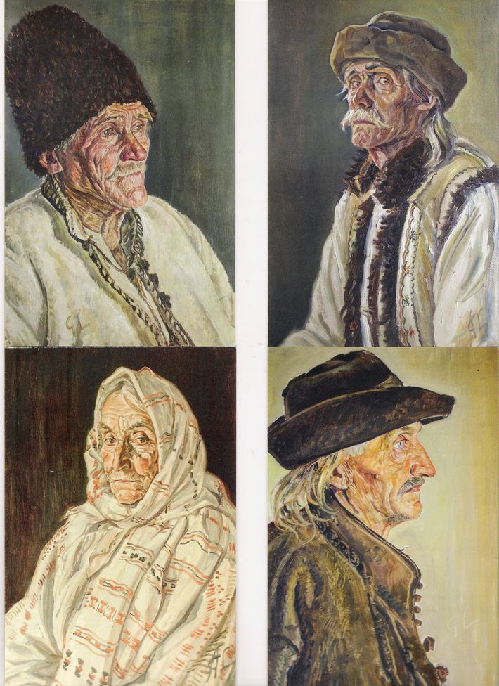 Georg LOWENDAL - portrete de tarani, ulei pe carton