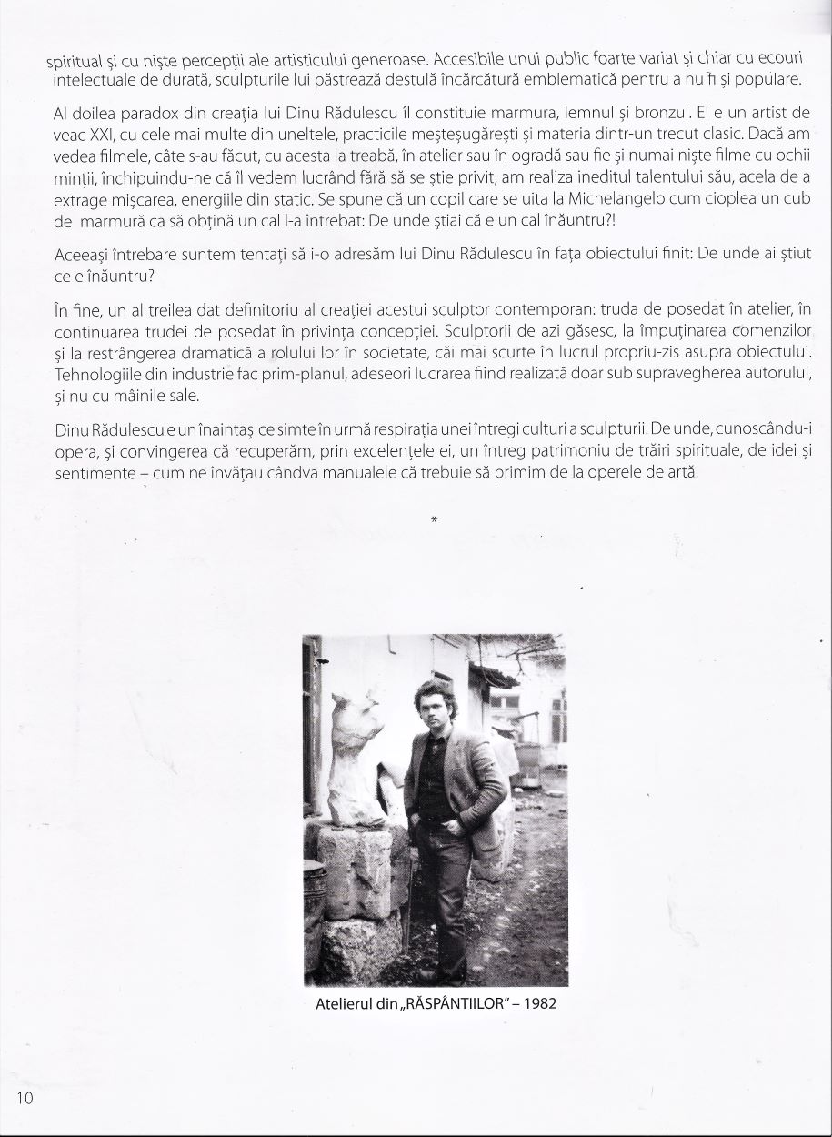 Text introductiv de Tudor Octavian in Album DINU RĂDULESCU, Monitorul Oficial, 2018 pag. 10