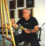 Pictorul MIHAI POTCOAVA in atelier oct. 2008