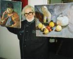 Spiru Vergulescu cu 2 tablouri de Mihai Potcoava donatie catre Muzeul Judetean Olt Slatina