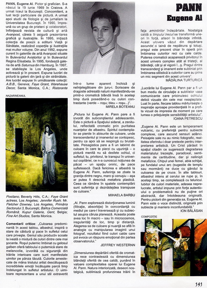 Eugene Al PANN - facsimil cu C.V. din Enciclopedia artistilor romani contemporani - Ed.ARC 2000 - 2003 vol.V pag.141