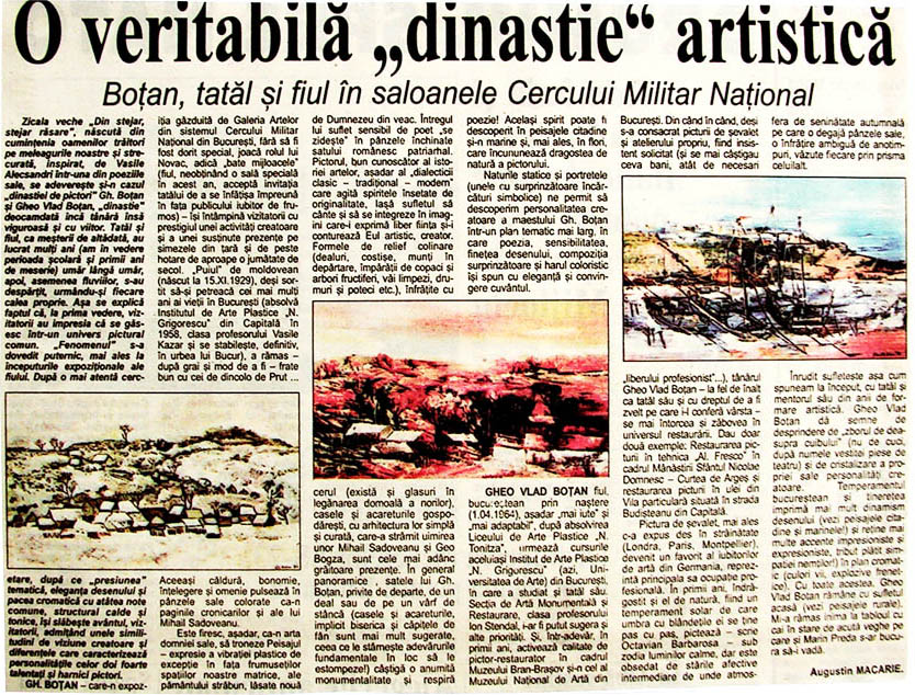 articol ziar - O veritabila "dinastie" artistica- de A. Macarie