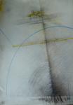 Aurel ACASANDREI - "Coloana de acoperis", creioane colorate pe carton, 50x35 cm 50-1