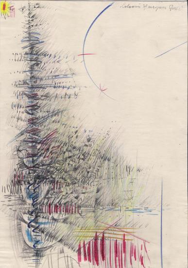 Aurel ACASANDREI - Coloana si acoperis '82 creioane colorate pe hartie A4 lipita pe carton-02